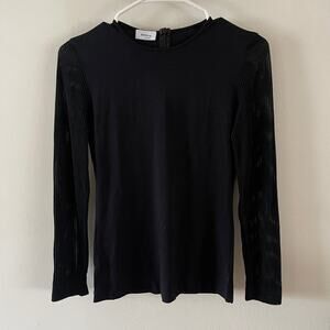 Akris Punto Crewneck Mesh Tee Shirt Womens 4 Black Basic Casual Minimalist Basic